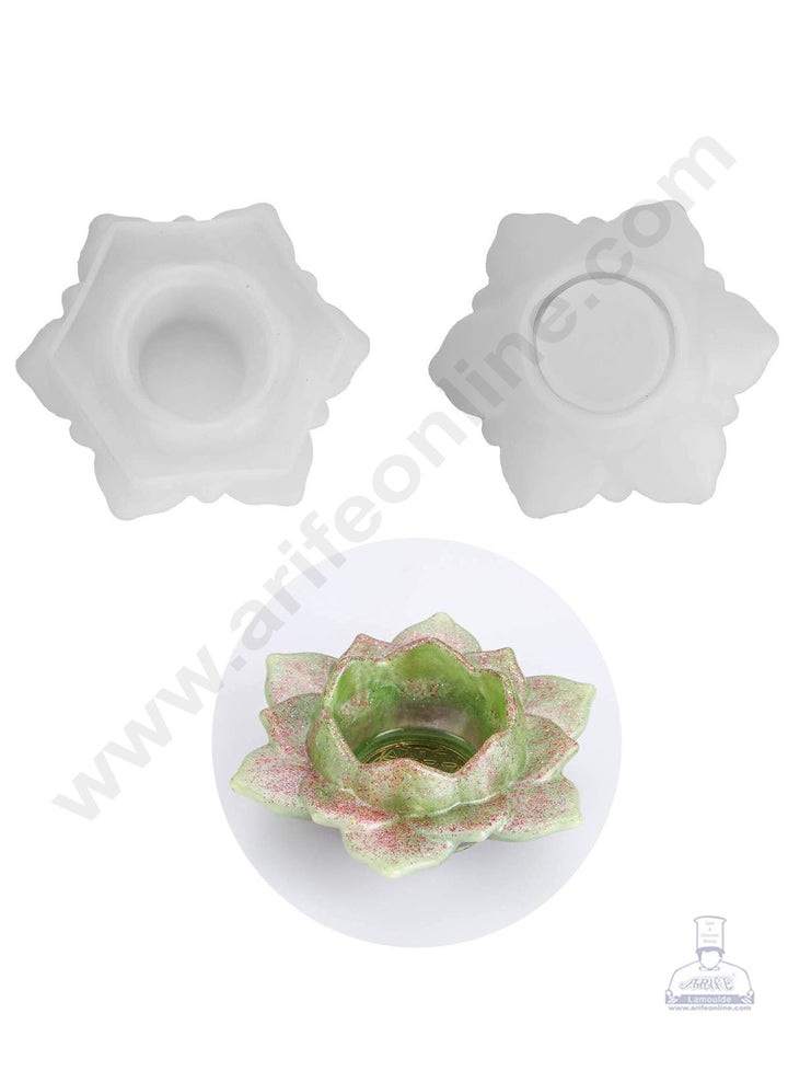 Cake Decor Silicon Resin Moulds - 1 Cavity Lotus Shape Tealight Candle Holder Mould SBURP159-RM