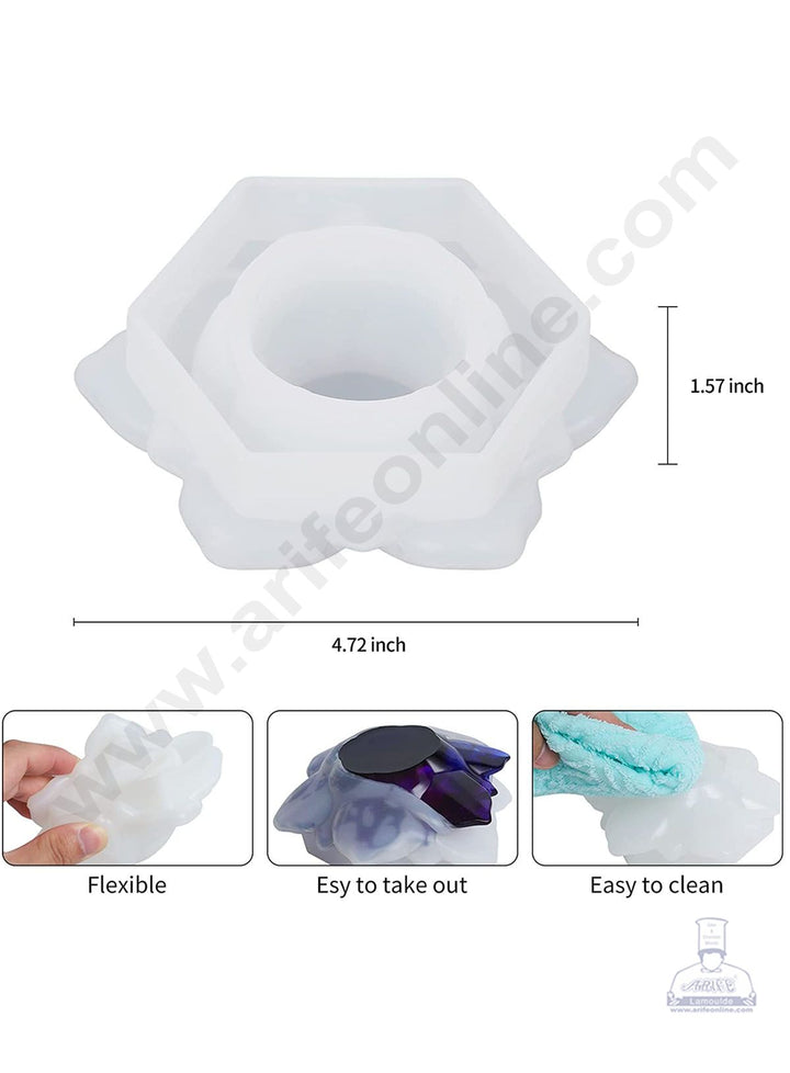 Cake Decor Silicon Resin Moulds - 1 Cavity Lotus Shape Tealight Candle Holder Mould SBURP159-RM
