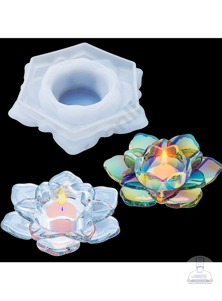 Cake Decor Silicon Resin Moulds - 1 Cavity Lotus Shape Tealight Candle Holder Mould SBURP159-RM