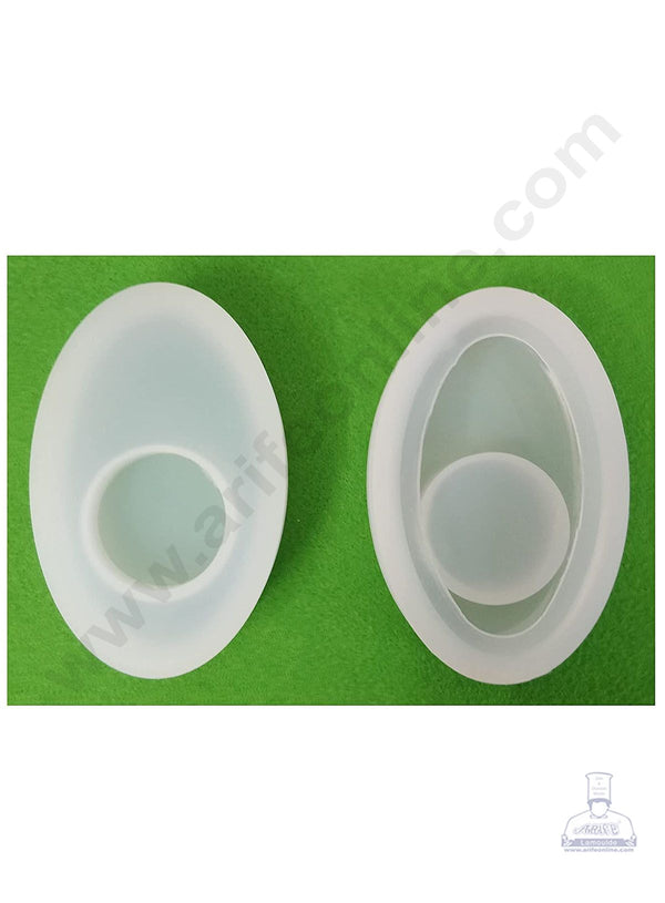 Cake Decor Silicon Resin Moulds - 1 Cavity Pebble Shape Tealight Candle Holder Mould SBURP154-RM