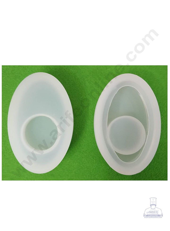 Cake Decor Silicon Resin Moulds - 1 Cavity Pebble Shape Tealight Candle Holder Mould SBURP154-RM