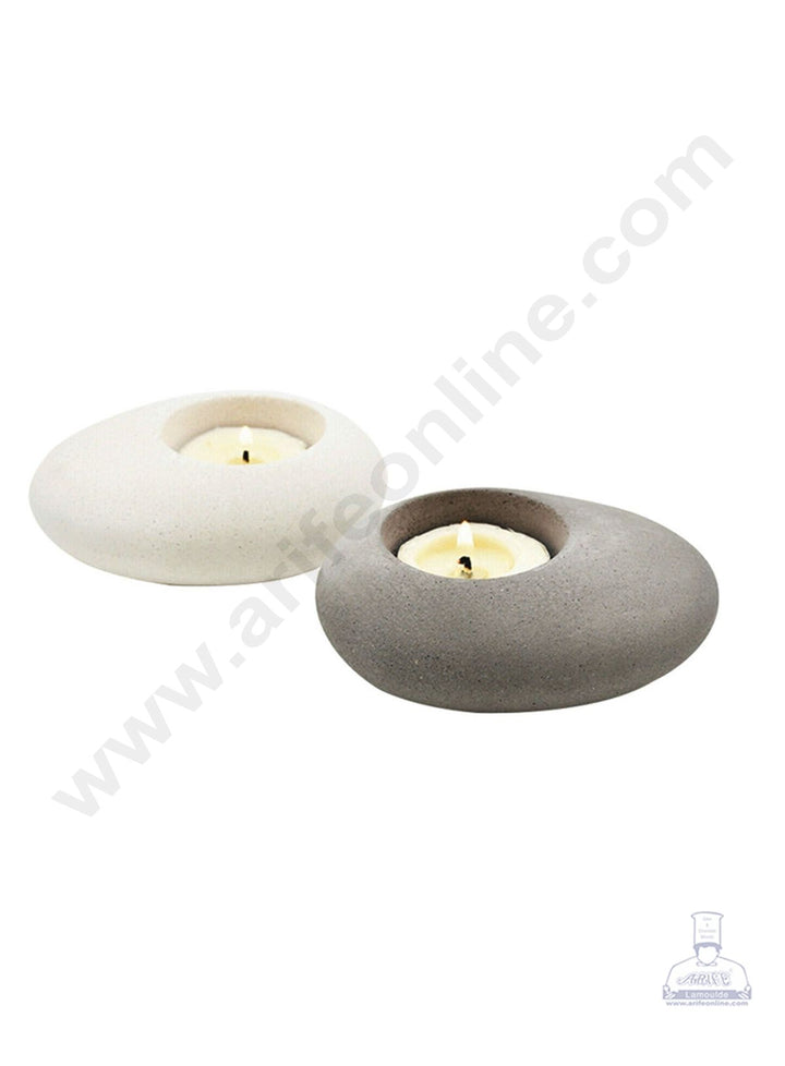 Cake Decor Silicon Resin Moulds - 1 Cavity Pebble Shape Tealight Candle Holder Mould SBURP154-RM