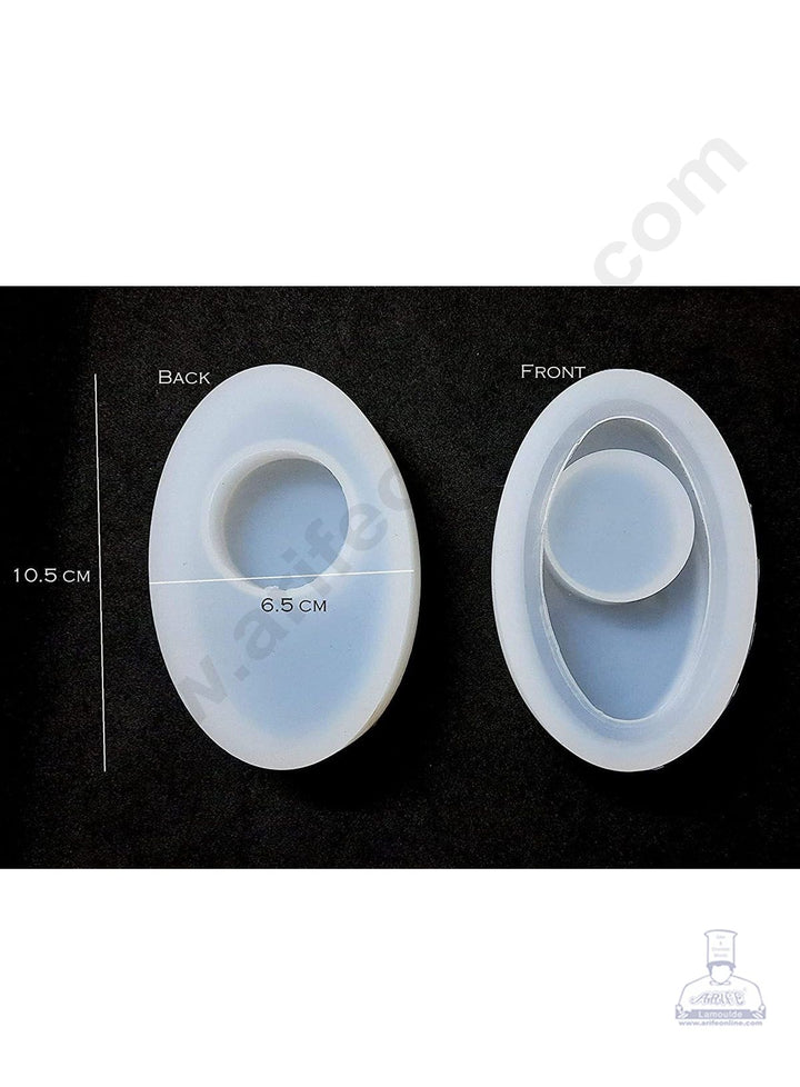 Cake Decor Silicon Resin Moulds - 1 Cavity Pebble Shape Tealight Candle Holder Mould SBURP154-RM