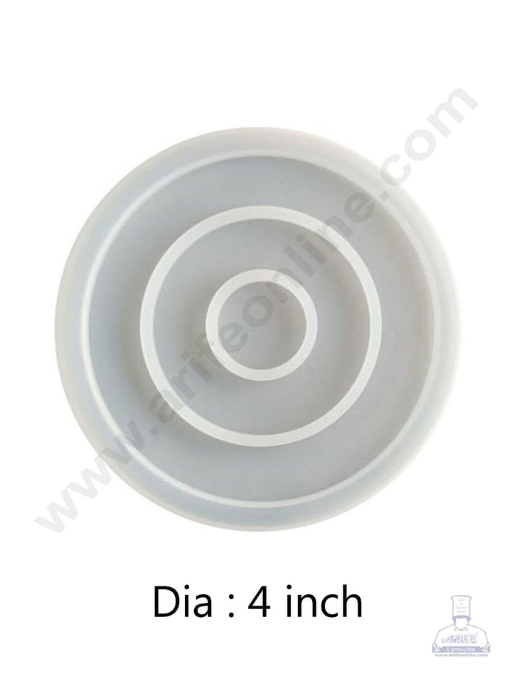 Cake Decor Silicon Resin Moulds - 1 Cavity Round Trinket Coaster Mould - 4 inch SBURP135-RM