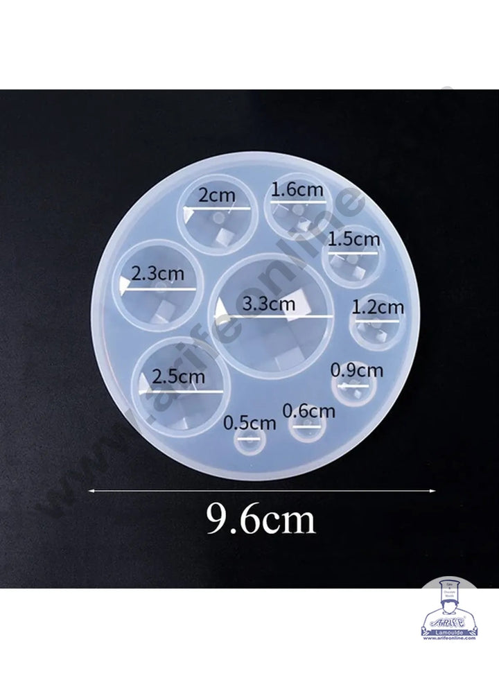 Cake Decor Silicon Resin Moulds - 10 Cavity Round Gemstone Mould SBURP084-RM