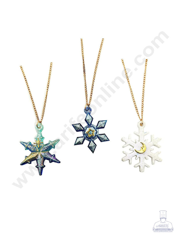 Cake Decor Silicon Resin Moulds - 3 Cavity Snow Flakes Pendant Mould SBURP171-RM