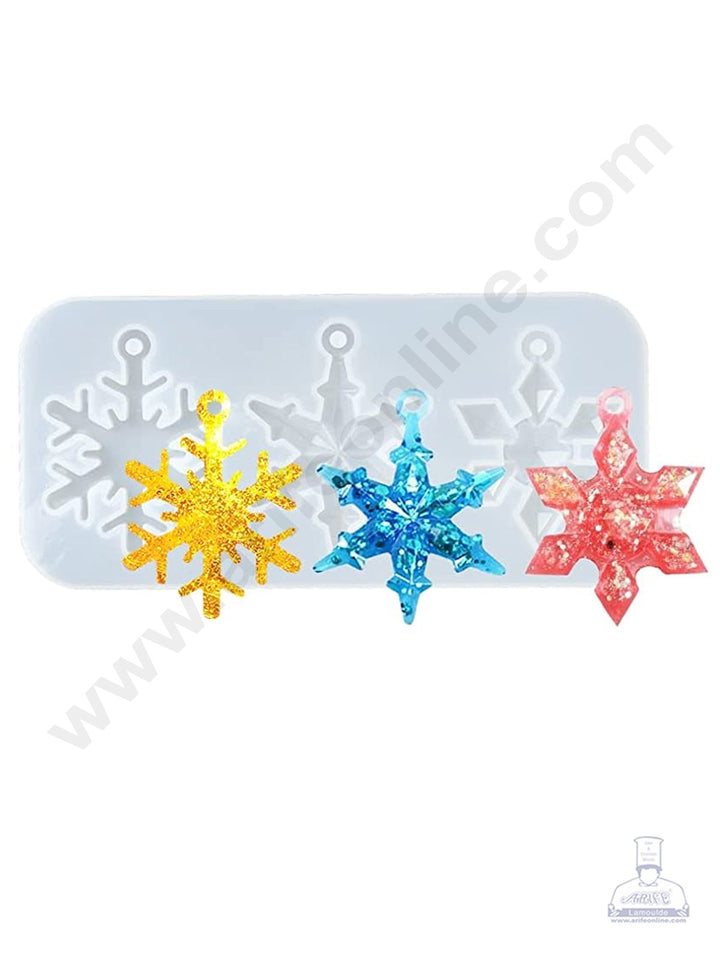 Cake Decor Silicon Resin Moulds - 3 Cavity Snow Flakes Pendant Mould SBURP171-RM