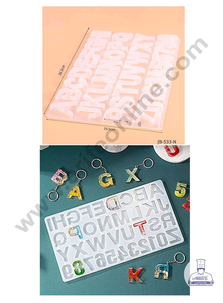 Cake Decor Silicon Resin Moulds - 36 Cavity Alphabet and Number Mould Without Hole SBURP069-RM