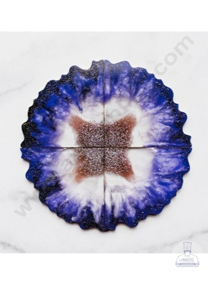 Cake Decor Silicon Resin Moulds - 4 Cavity Agate Coaster Mould - 4 inch x 4 inch SBURP129-RM