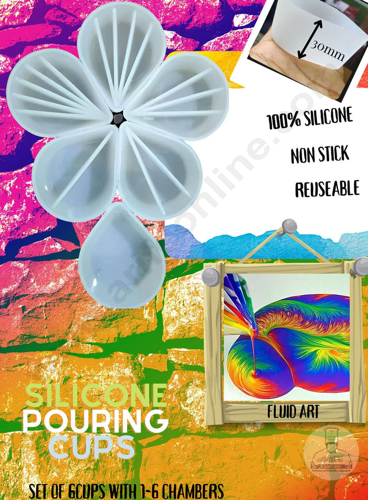 Cake Decor Silicon Resin Moulds - 6 pcs Set Pouring Cup Mould SBURP187-RM