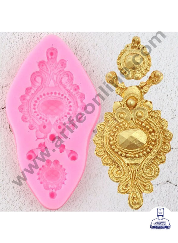 Cake Decor Silicone 1 Cavity Vintage Jewelled Brooch Shape Pink Fondant Marzipan Mould