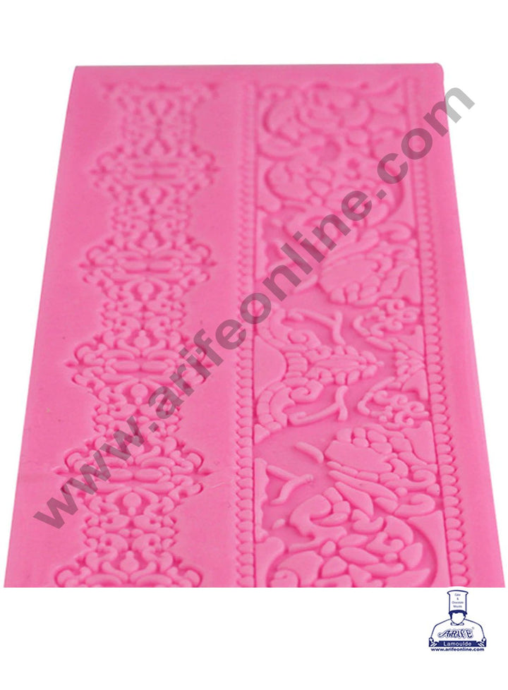 Cake Decor Silicone 1 Cavity Wedding Cake Border Lace Pink Fondant Marzipan Mould