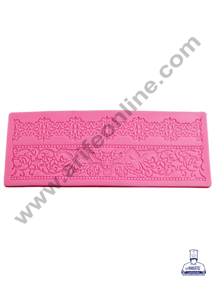 Cake Decor Silicone 1 Cavity Wedding Cake Border Lace Pink Fondant Marzipan Mould