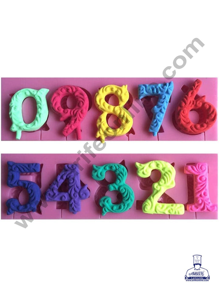 Cake Decor Silicone 10 Cavity Number Shape Fondant Marzipan Mould