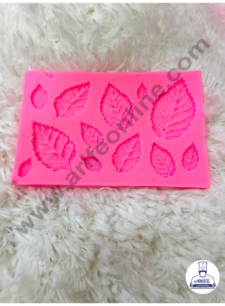 Cake Decor Silicone 12 Cavity Veined Leaves Shape Pink Fondant Marzipan Mould