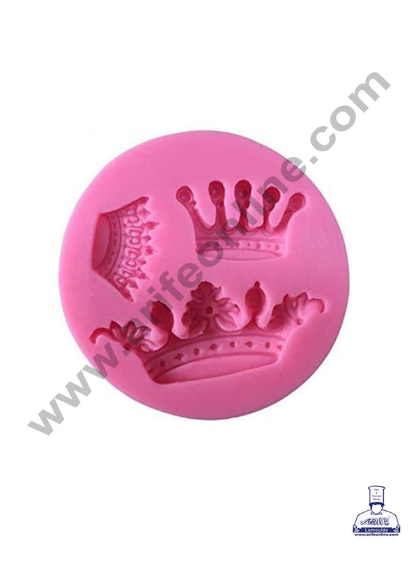 Cake Decor Silicone 3 Cavity Vintage Crown Shape Pink Fondant Marzipan Mould