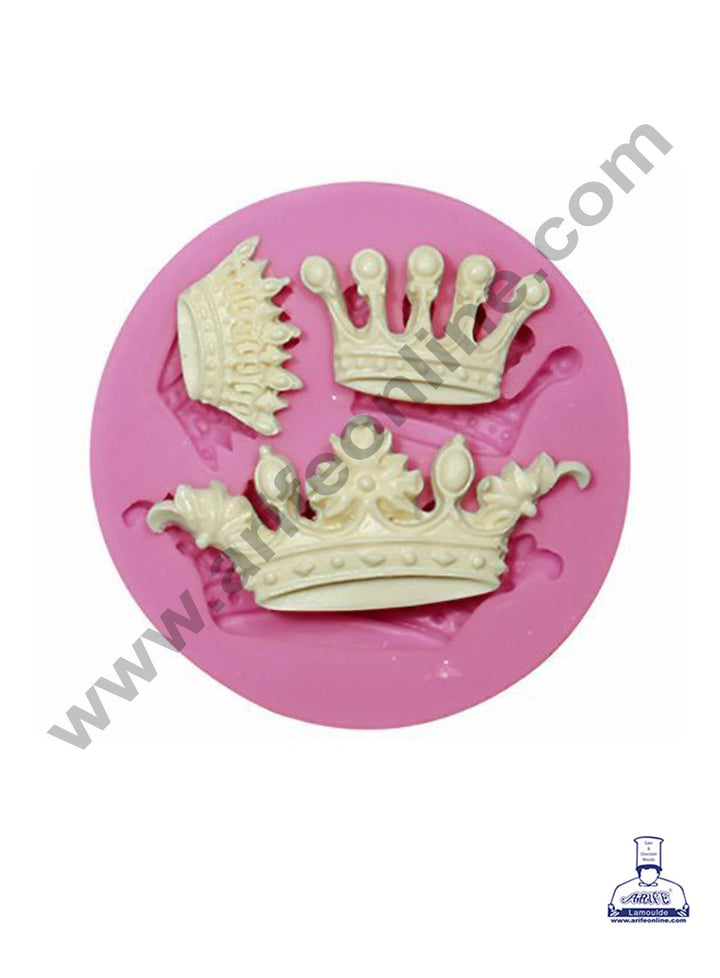 Cake Decor Silicone 3 Cavity Vintage Crown Shape Pink Fondant Marzipan Mould