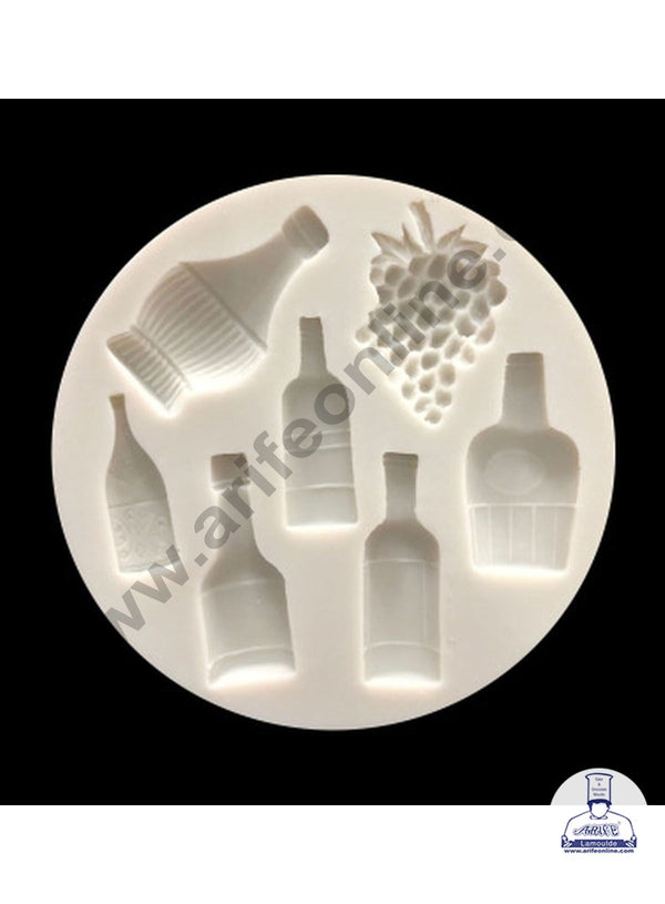 Cake Decor Silicone 7 Cavity Beer Bottles With Grapes Shape Fondant Marzipan Mould SBSP-1406Y