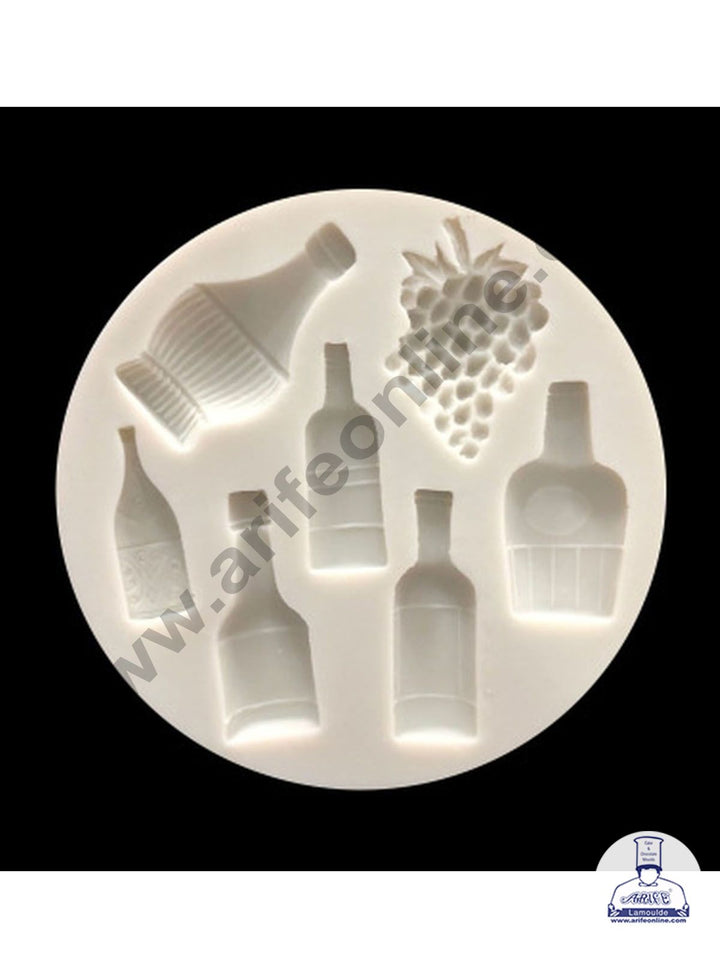 Cake Decor Silicone 7 Cavity Beer Bottles With Grapes Shape Fondant Marzipan Mould SBSP-1406Y