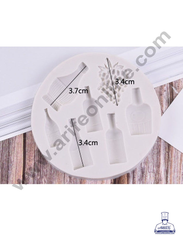 Cake Decor Silicone 7 Cavity Beer Bottles With Grapes Shape Fondant Marzipan Mould SBSP-1406Y