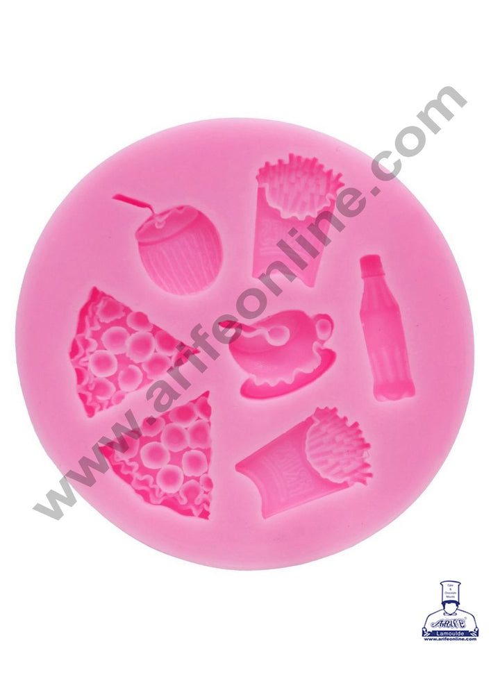 Cake Decor Silicone 7 Cavity Junk Food Shape Pink Fondant Marzipan Mould