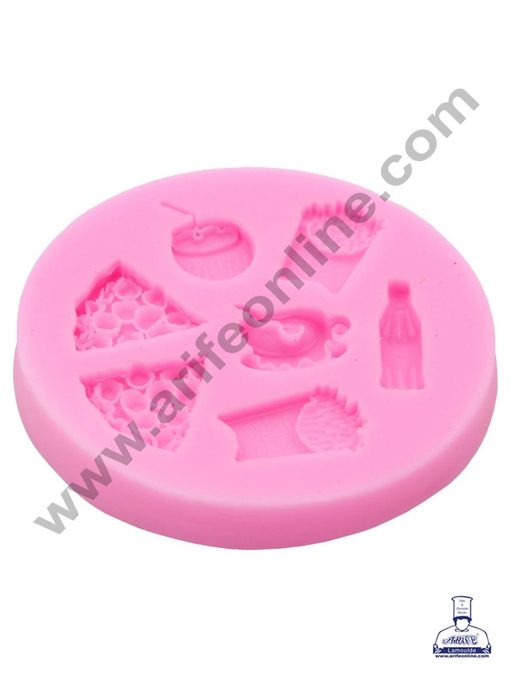 Cake Decor Silicone 7 Cavity Junk Food Shape Pink Fondant Marzipan Mould