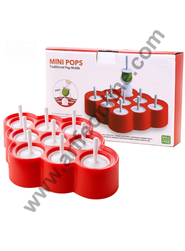Cake Decor Silicone 9 Cavity Mini Ice Pop Molds with Sticks and Drip Guards Popsicle Molds Ice Pop Maker