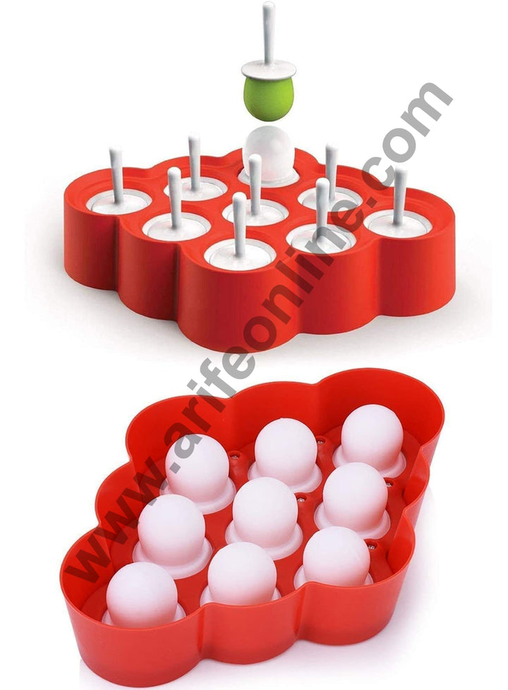 Cake Decor Silicone 9 Cavity Mini Ice Pop Molds with Sticks and Drip Guards Popsicle Molds Ice Pop Maker