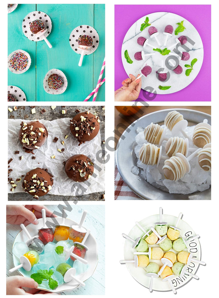 Cake Decor Silicone 9 Cavity Mini Ice Pop Molds with Sticks and Drip Guards Popsicle Molds Ice Pop Maker