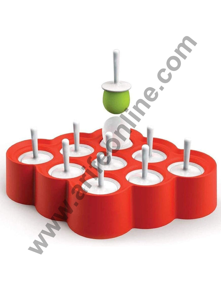 Cake Decor Silicone 9 Cavity Mini Ice Pop Molds with Sticks and Drip Guards Popsicle Molds Ice Pop Maker