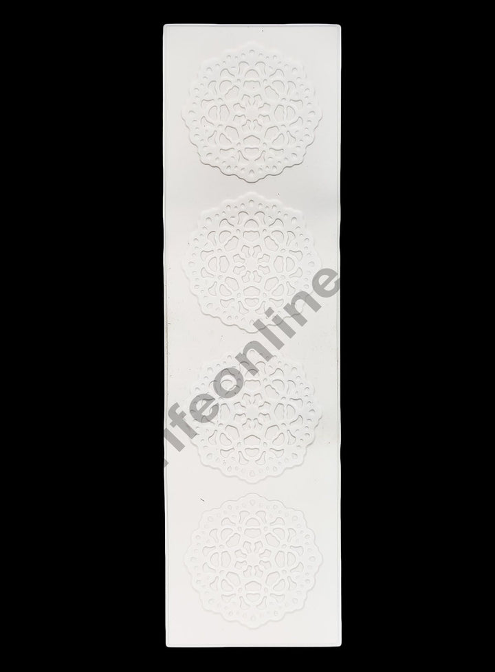 Cake Decor Silicone Flower Pattern Cake Border Lace Mould Fondant Moulds Cake Decorative Silicone Lace Mat Cake Decorating Tools Baking Mat (SBLM-White-03)