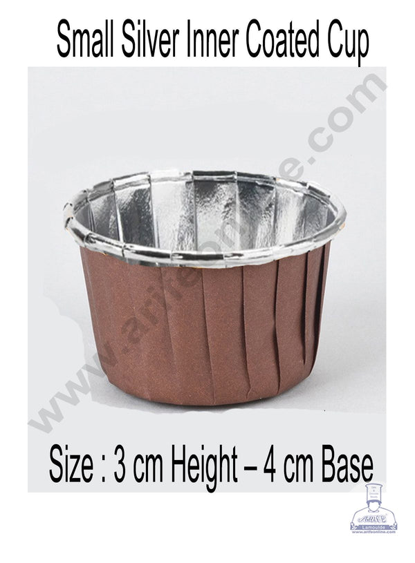 Cake Decor Silver Inner Coated Small Direct Bake-able Paper Muffin Cupcake Liners Random 100 Pcs (Single/Assorted Color/Prints)