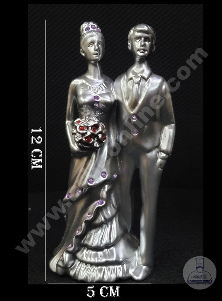 Cake Decor Silver Wedding Couple Statue Cake Topper For Cake Decoration
