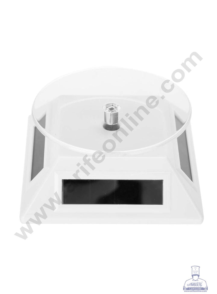 Cake Decor Solar Powered Showcase 360 Degrees Rotating Display Stand - White