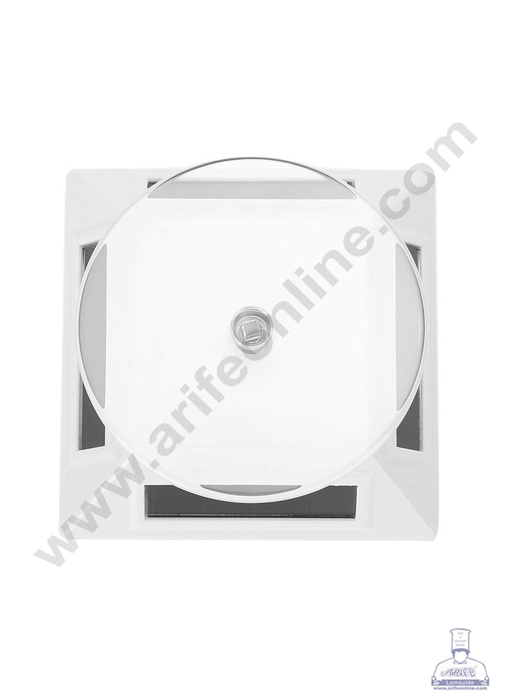 Cake Decor Solar Powered Showcase 360 Degrees Rotating Display Stand - White