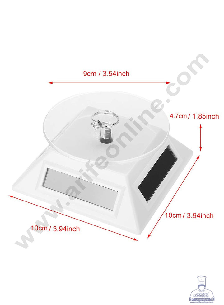 Cake Decor Solar Powered Showcase 360 Degrees Rotating Display Stand - White
