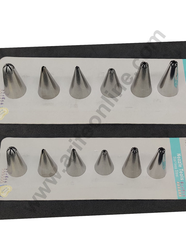 Cake Decor Stainless Steel 6Pcs/Set Star Shape Nozzle For Icing,Tips Piping Nozzle For Cake Decorating Tools (SBYG-52)