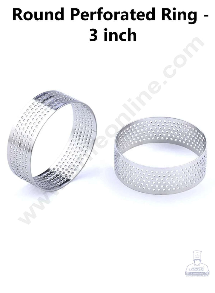 Cake Decor Stainless Steel Perforated Round Tart Cake Ring - 3 Inch