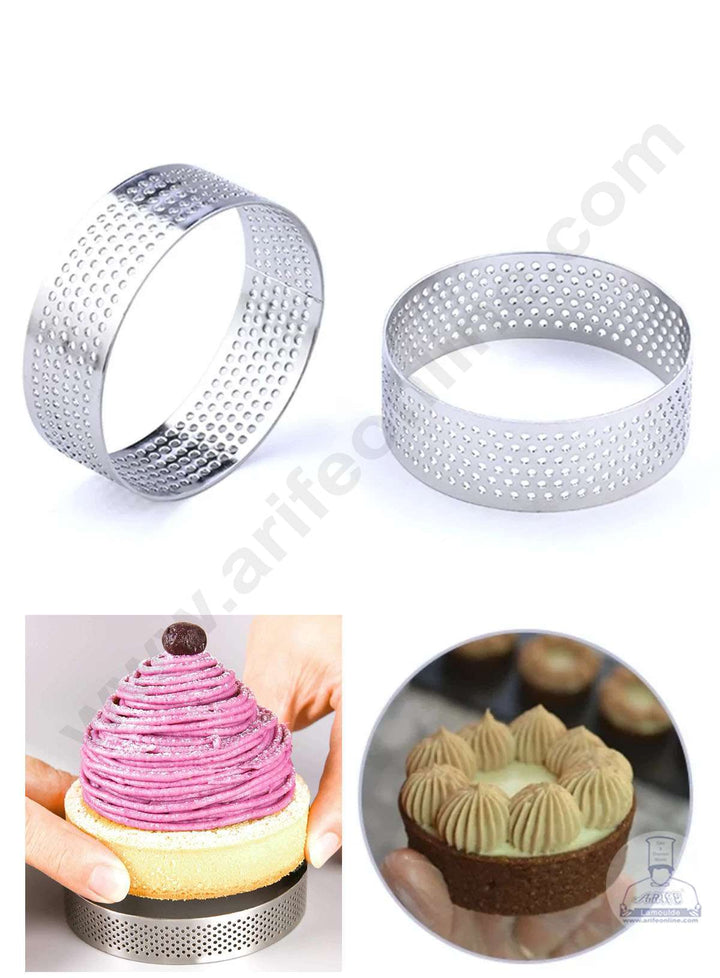 Cake Decor Stainless Steel Perforated Round Tart Cake Ring - 3 Inch