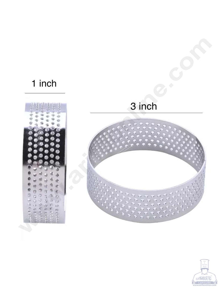 Cake Decor Stainless Steel Perforated Round Tart Cake Ring - 3 Inch