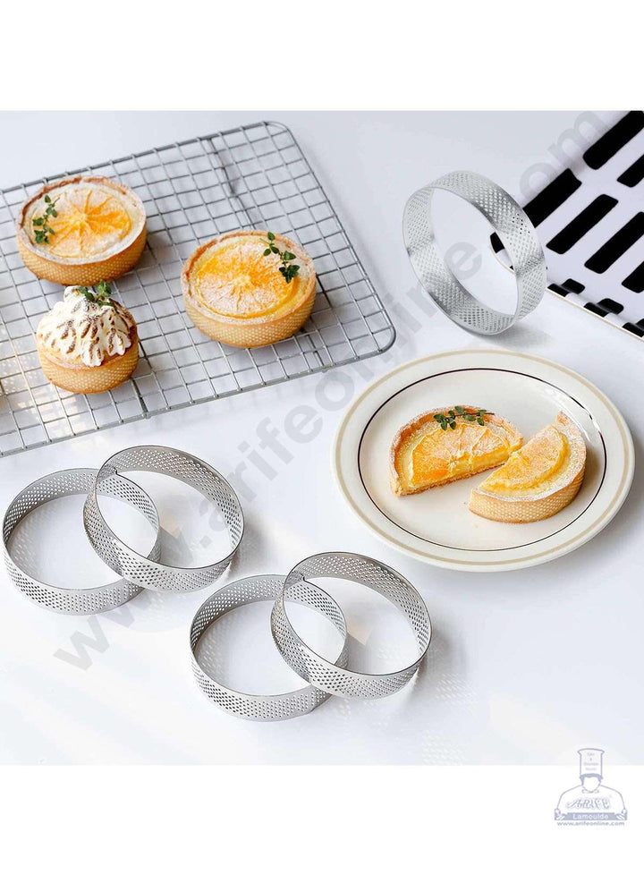 Cake Decor Stainless Steel Perforated Round Tart Cake Ring - 3 Inch