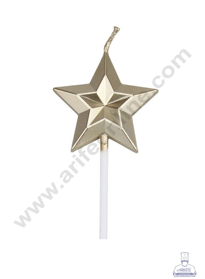 Cake Decor Star Theme Candle for Party Decoration for Cake and Cupcake - Bronze - Set of 1 Pc