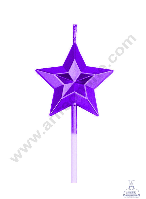 Cake Decor Star Theme Candle for Party Decoration for Cake and Cupcake - Purple - Set of 1 Pc