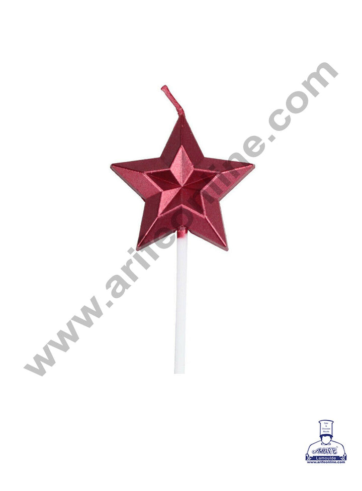 Cake Decor Star Theme Candle for Party Decoration for Cake and Cupcake - Red - Set of 1 Pc