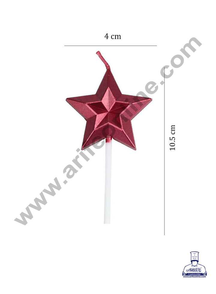 Cake Decor Star Theme Candle for Party Decoration for Cake and Cupcake - Red - Set of 1 Pc