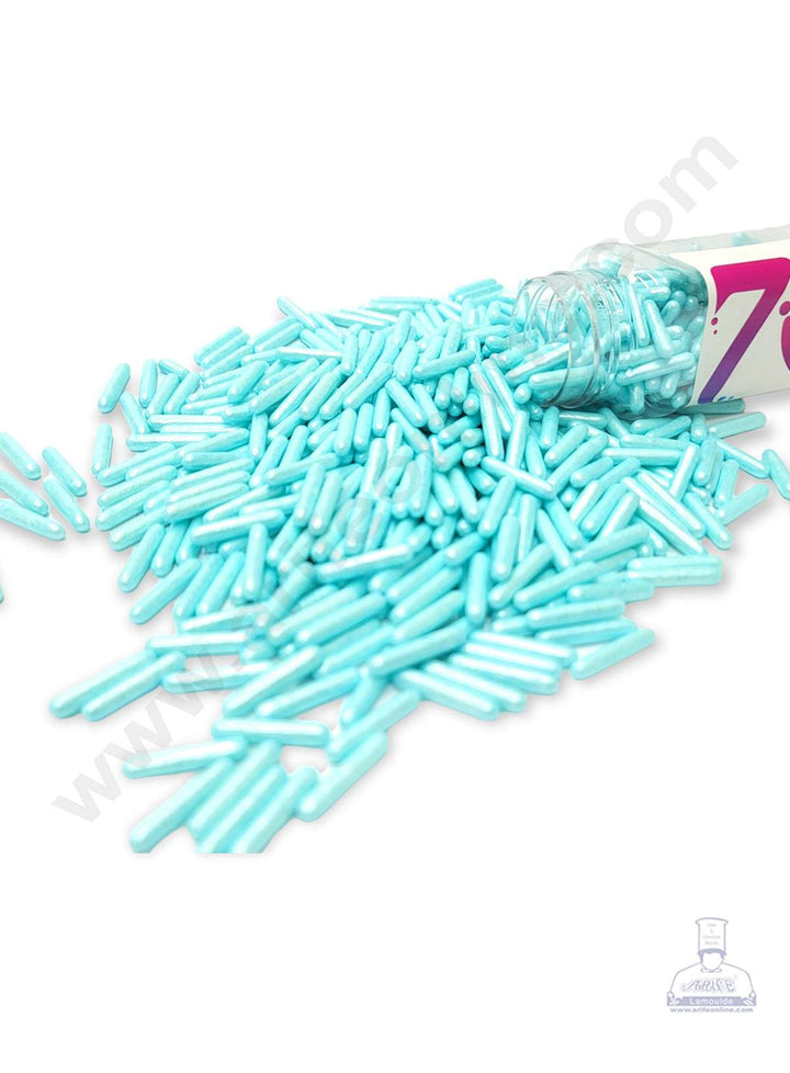 Cake Decor Sugar Candy - Blue Pearlescent Rod Jimmies Sprinkles