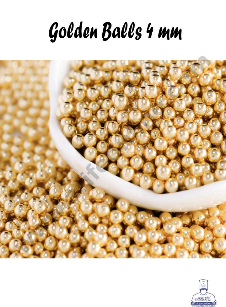 Cake Decor Sugar Candy - Golden Sugar Balls - 4mm - 500 gm