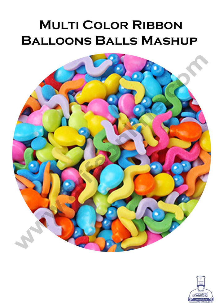Cake Decor Sugar Candy - Multi Color Ribbon Balloons and Balls Candies - 500 gm