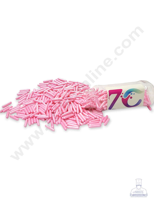 Cake Decor Sugar Candy - Pink Pearlescent Rod Jimmies Sprinkles - 100 gm