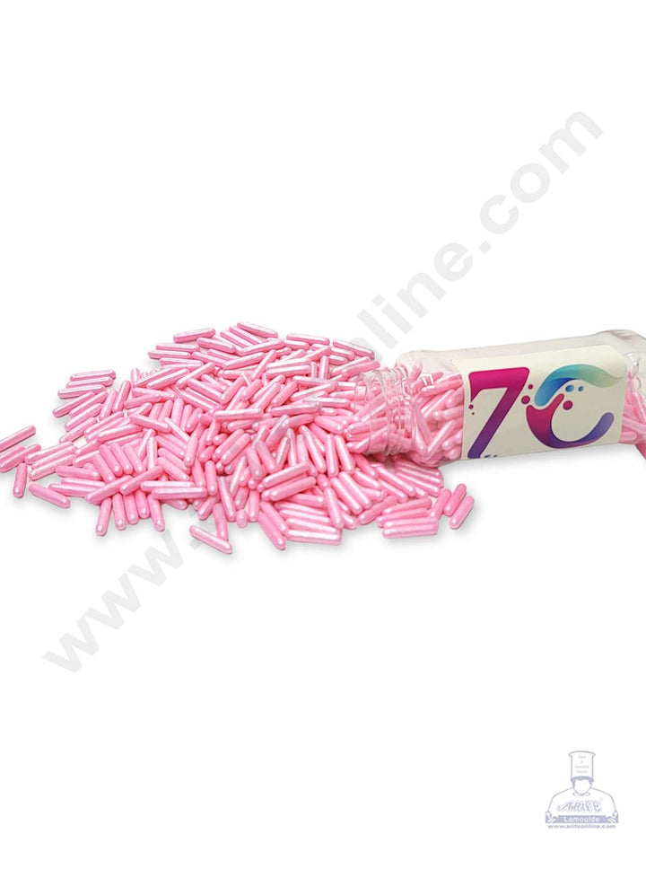 Cake Decor Sugar Candy - Pink Pearlescent Rod Jimmies Sprinkles - 100 gm